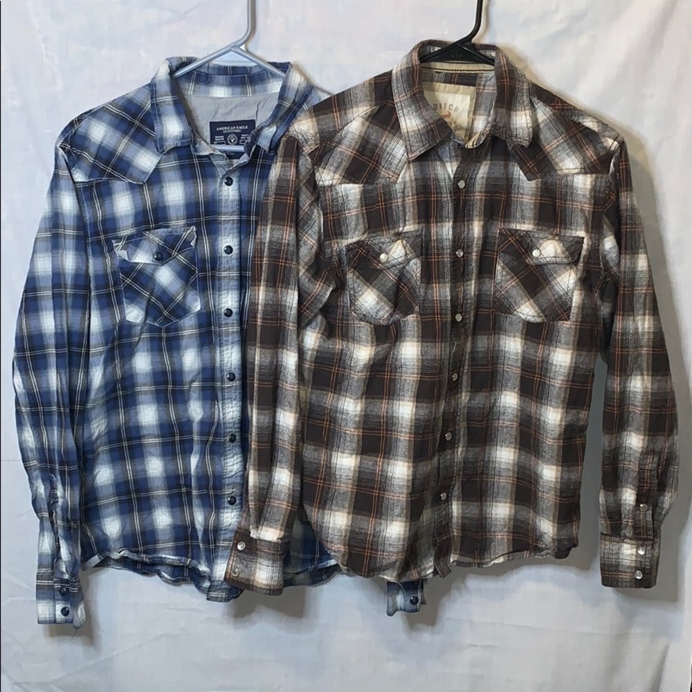 Two Boys Large Pearl Snap Button down Flannel